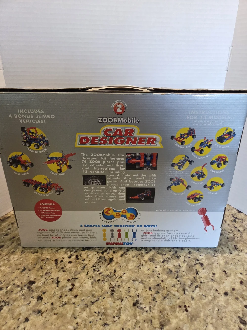 ZOOB MOBILE 76pc Building Construction Toy Car Designer Set Zoobmobile Wheels